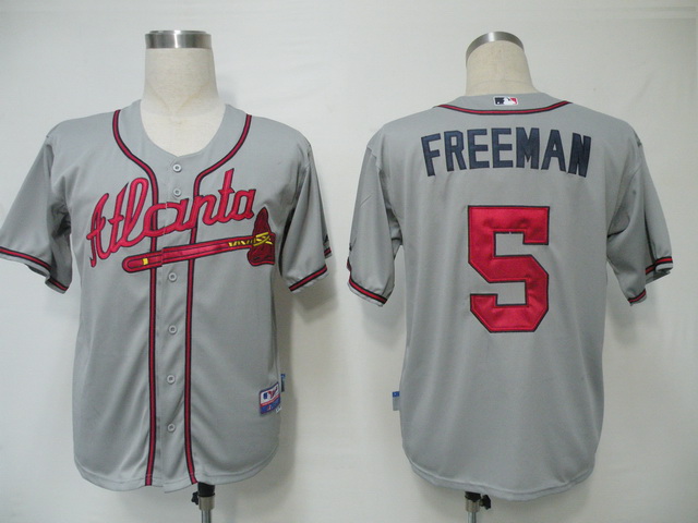 Braves #5 Freddie Freeman Grey Cool Base Stitched MLB Jersey - Click Image to Close